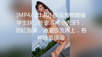 [MP4/ 1.12G] 极品尤物眼镜学生妹，外表清纯小虎牙5，浴缸泡澡，浴室沙发床上，各种场景操逼